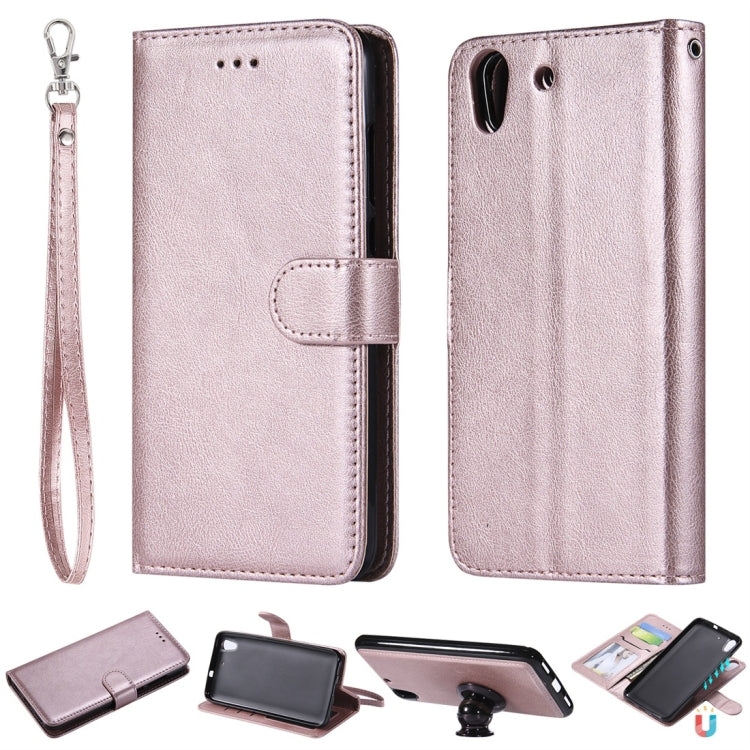For Huawei Y6 (2019) Solid Color Horizontal Flip Protective Case with Holder & Card Slots & Wallet & Photo Frame & Lanyard