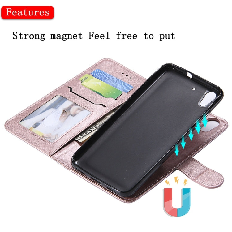 For Huawei Y6 (2019) Solid Color Horizontal Flip Protective Case with Holder & Card Slots & Wallet & Photo Frame & Lanyard
