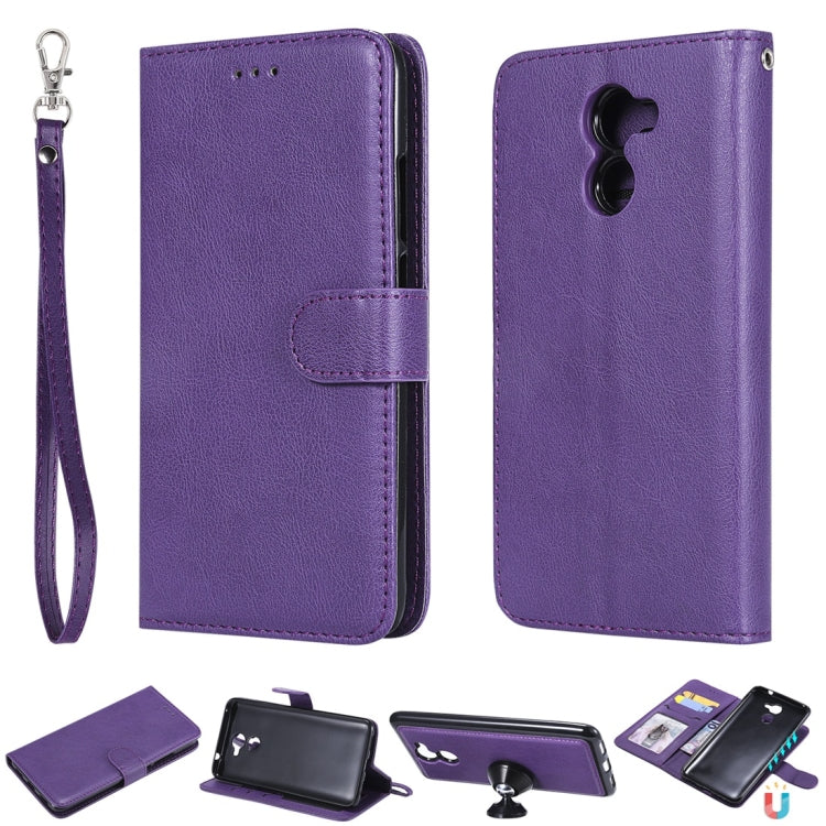 For Huawei Y7 Prime Solid Color Horizontal Flip Protective Case with Holder & Card Slots & Wallet & Photo Frame & Lanyard