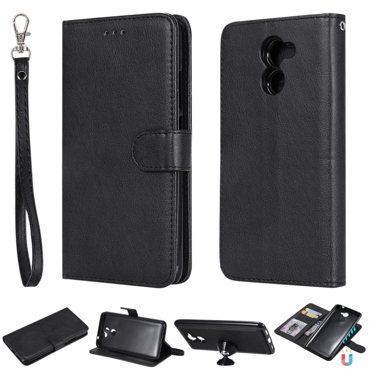 For Huawei Y7 Prime Solid Color Horizontal Flip Protective Case with Holder & Card Slots & Wallet & Photo Frame & Lanyard