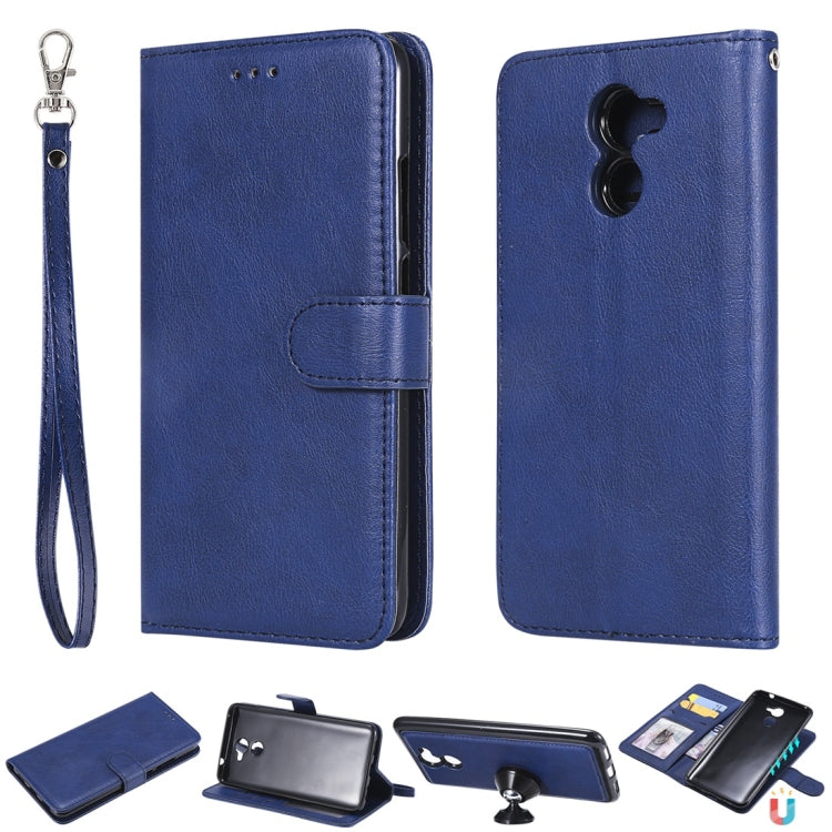For Huawei Y7 Prime Solid Color Horizontal Flip Protective Case with Holder & Card Slots & Wallet & Photo Frame & Lanyard