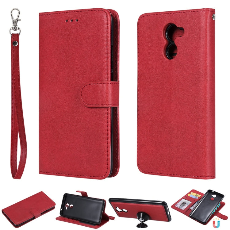 For Huawei Y7 Prime Solid Color Horizontal Flip Protective Case with Holder & Card Slots & Wallet & Photo Frame & Lanyard