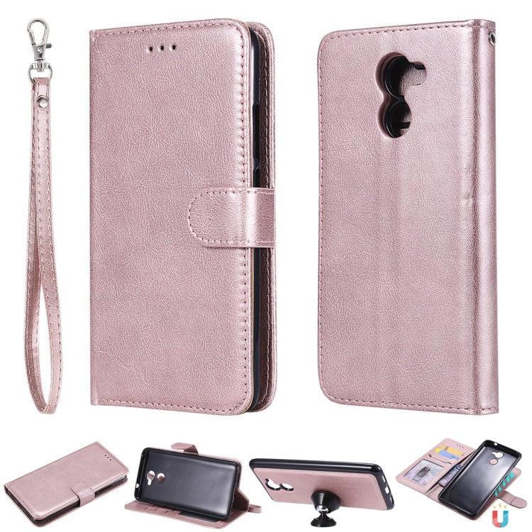 For Huawei Y7 Prime Solid Color Horizontal Flip Protective Case with Holder & Card Slots & Wallet & Photo Frame & Lanyard