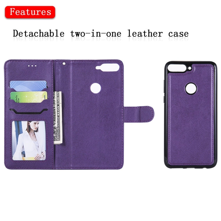 For Huawei Y7 Pro / Honor 7C Solid Color Horizontal Flip Protective Case with Holder & Card Slots & Wallet & Photo Frame & Lanyard