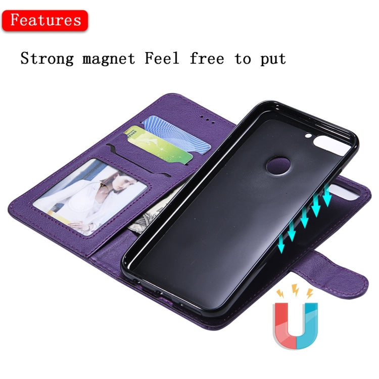 For Huawei Y7 Pro / Honor 7C Solid Color Horizontal Flip Protective Case with Holder & Card Slots & Wallet & Photo Frame & Lanyard