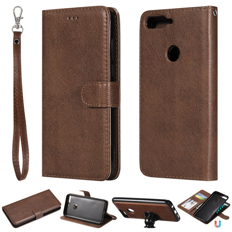 For Huawei Y7 Pro / Honor 7C Solid Color Horizontal Flip Protective Case with Holder & Card Slots & Wallet & Photo Frame & Lanyard