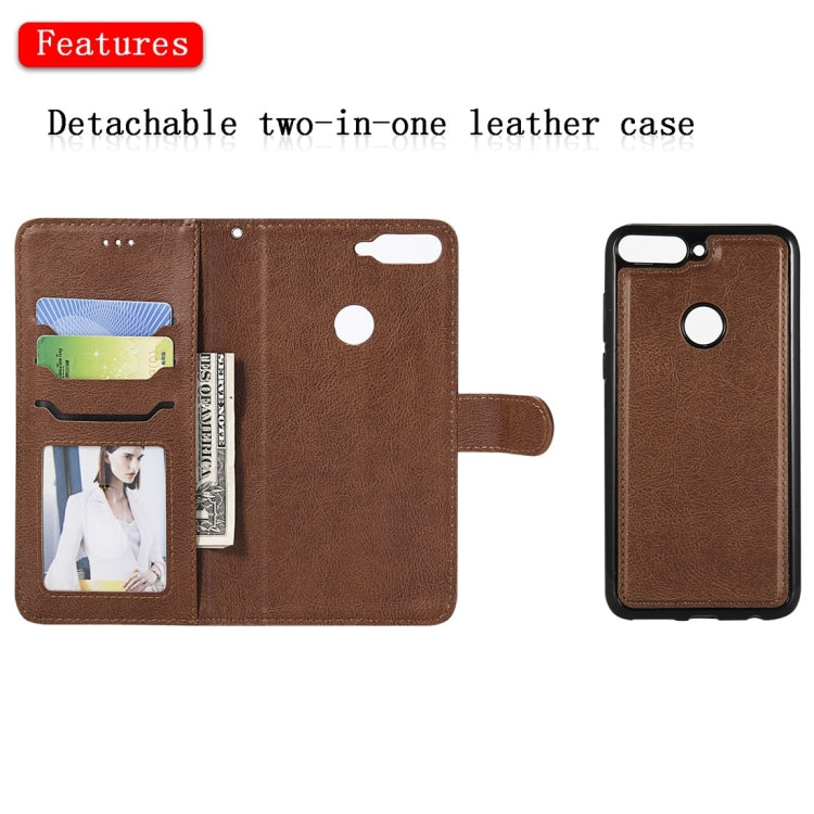 For Huawei Y7 Pro / Honor 7C Solid Color Horizontal Flip Protective Case with Holder & Card Slots & Wallet & Photo Frame & Lanyard