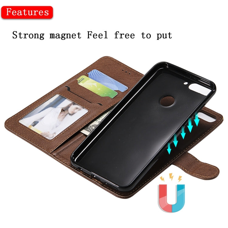 For Huawei Y7 Pro / Honor 7C Solid Color Horizontal Flip Protective Case with Holder & Card Slots & Wallet & Photo Frame & Lanyard