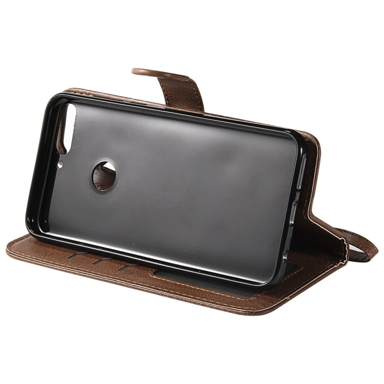 For Huawei Y7 Pro / Honor 7C Solid Color Horizontal Flip Protective Case with Holder & Card Slots & Wallet & Photo Frame & Lanyard