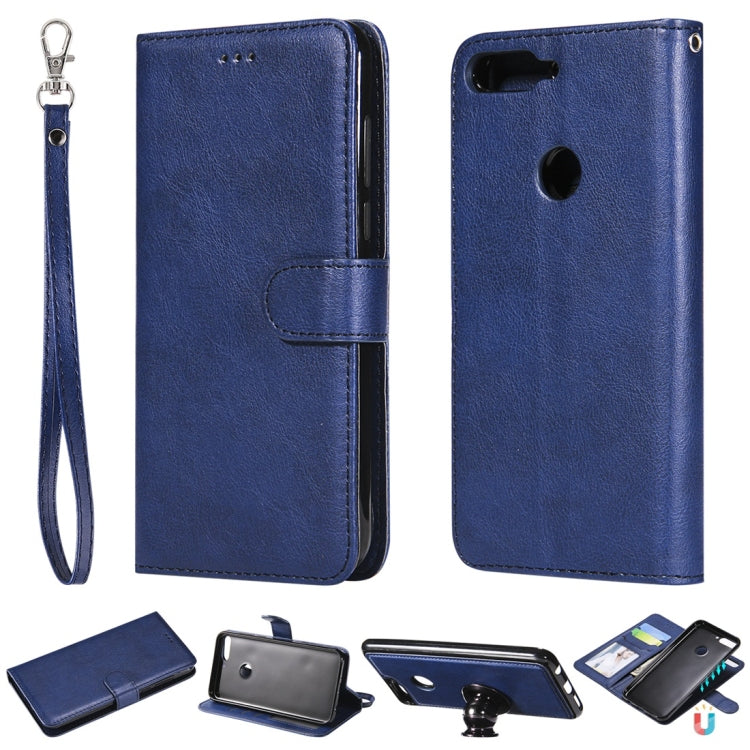For Huawei Y7 Pro / Honor 7C Solid Color Horizontal Flip Protective Case with Holder & Card Slots & Wallet & Photo Frame & Lanyard