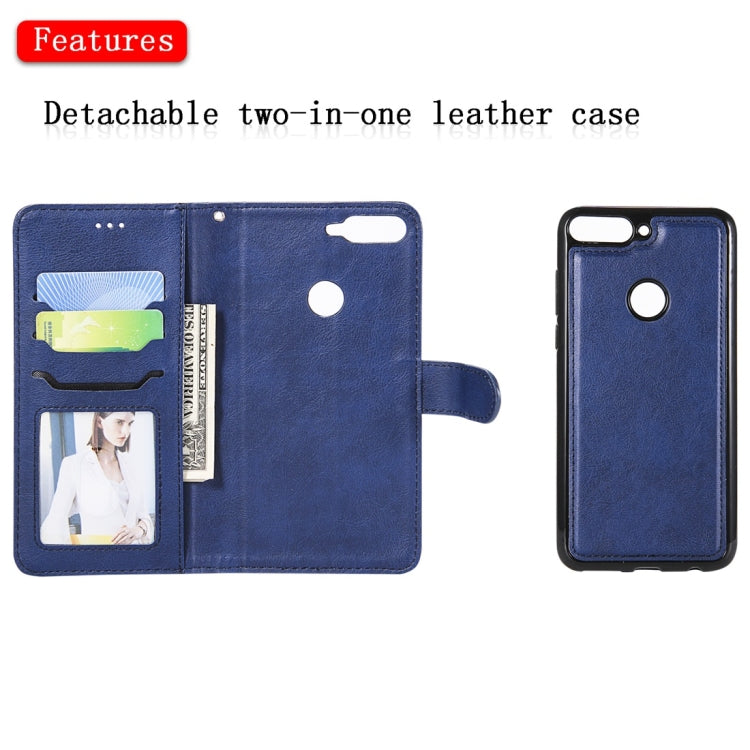 For Huawei Y7 Pro / Honor 7C Solid Color Horizontal Flip Protective Case with Holder & Card Slots & Wallet & Photo Frame & Lanyard