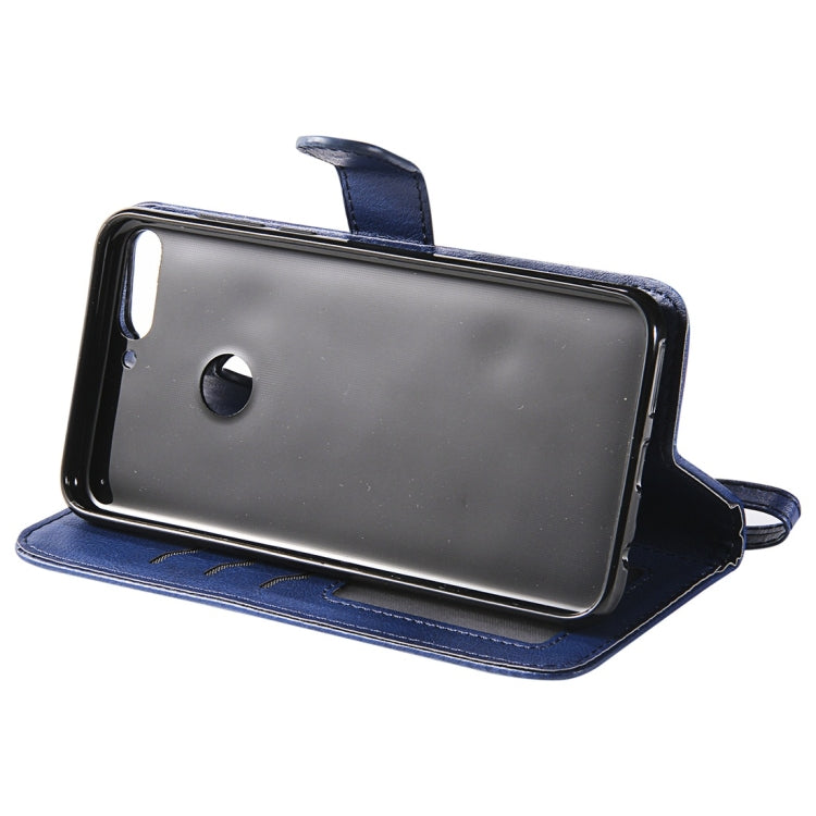 For Huawei Y7 Pro / Honor 7C Solid Color Horizontal Flip Protective Case with Holder & Card Slots & Wallet & Photo Frame & Lanyard