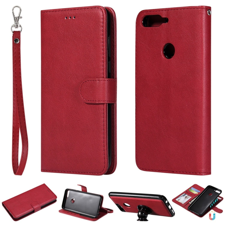 For Huawei Y7 Pro / Honor 7C Solid Color Horizontal Flip Protective Case with Holder & Card Slots & Wallet & Photo Frame & Lanyard