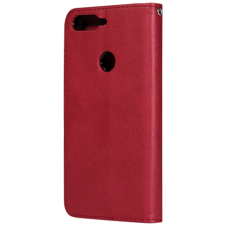 For Huawei Y7 Pro / Honor 7C Solid Color Horizontal Flip Protective Case with Holder & Card Slots & Wallet & Photo Frame & Lanyard