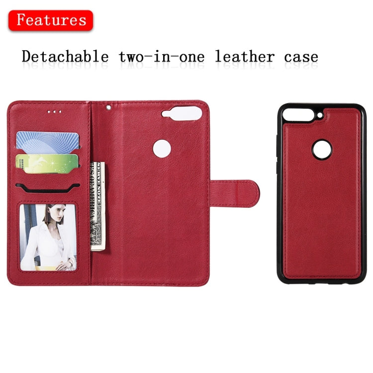 For Huawei Y7 Pro / Honor 7C Solid Color Horizontal Flip Protective Case with Holder & Card Slots & Wallet & Photo Frame & Lanyard