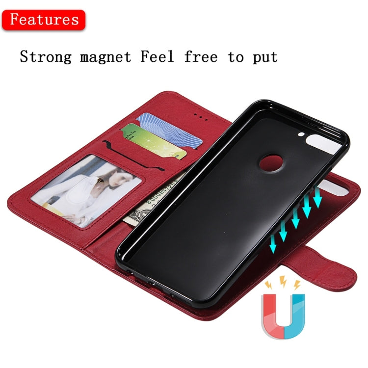 For Huawei Y7 Pro / Honor 7C Solid Color Horizontal Flip Protective Case with Holder & Card Slots & Wallet & Photo Frame & Lanyard