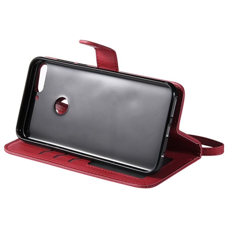 For Huawei Y7 Pro / Honor 7C Solid Color Horizontal Flip Protective Case with Holder & Card Slots & Wallet & Photo Frame & Lanyard