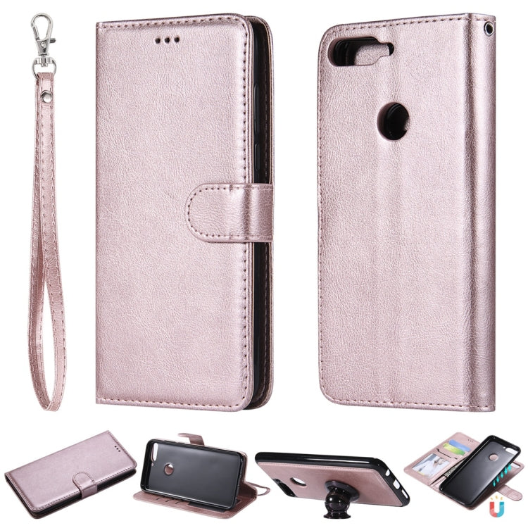 For Huawei Y7 Pro / Honor 7C Solid Color Horizontal Flip Protective Case with Holder & Card Slots & Wallet & Photo Frame & Lanyard