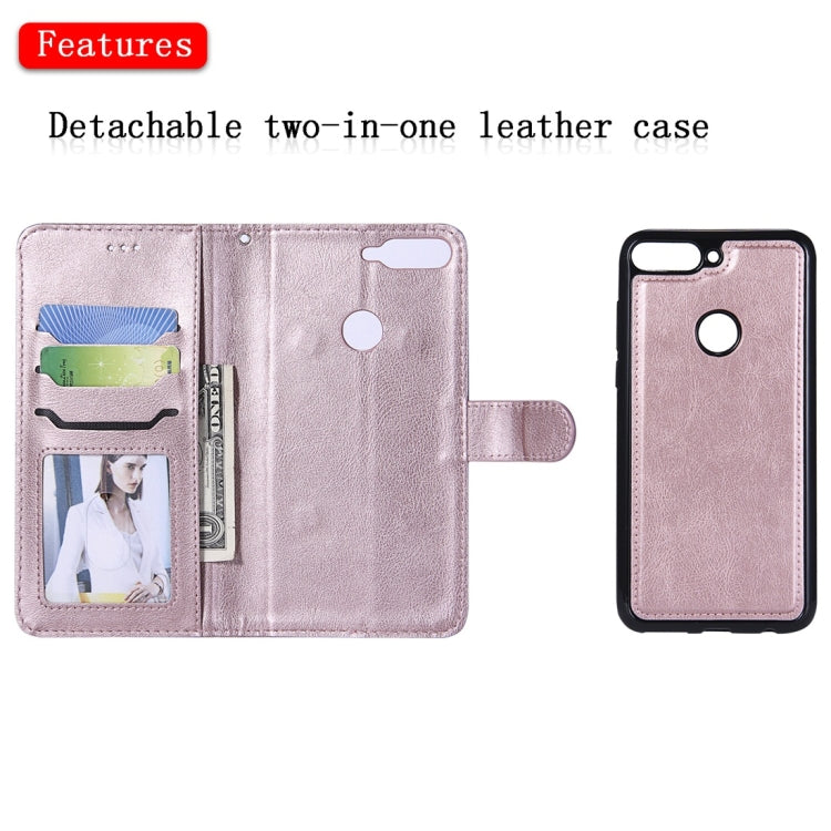 For Huawei Y7 Pro / Honor 7C Solid Color Horizontal Flip Protective Case with Holder & Card Slots & Wallet & Photo Frame & Lanyard