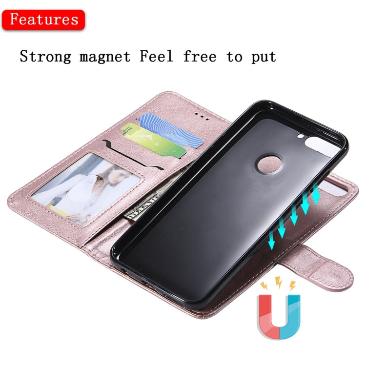 For Huawei Y7 Pro / Honor 7C Solid Color Horizontal Flip Protective Case with Holder & Card Slots & Wallet & Photo Frame & Lanyard