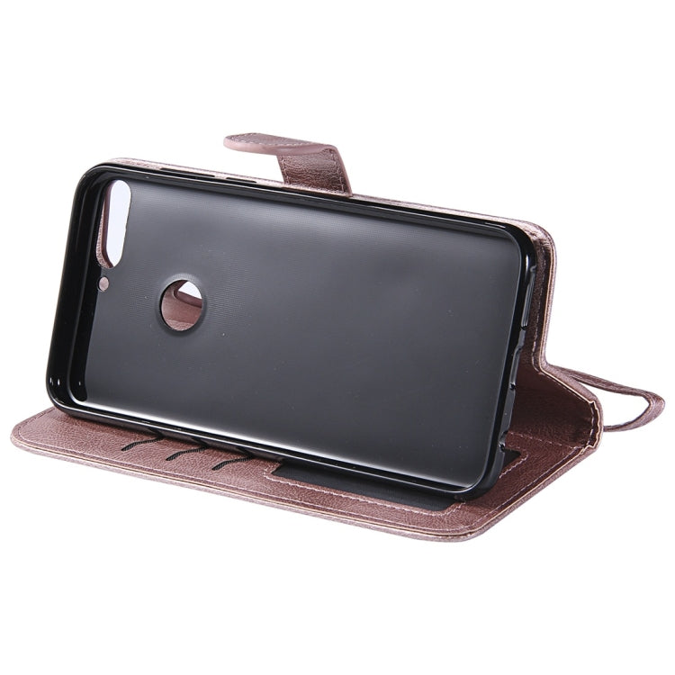 For Huawei Y7 Pro / Honor 7C Solid Color Horizontal Flip Protective Case with Holder & Card Slots & Wallet & Photo Frame & Lanyard