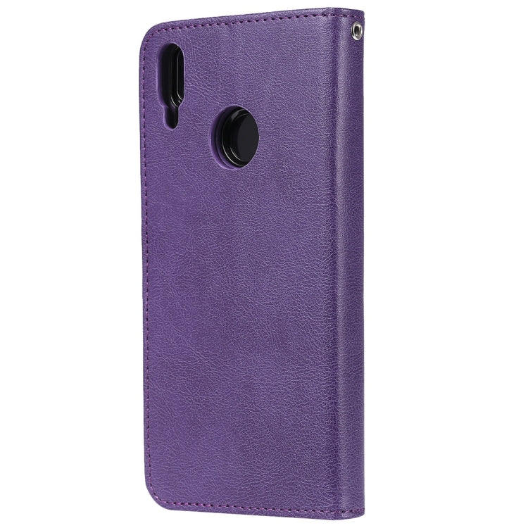For Huawei Enjoy 9 / Y7 (2019) Solid Color Horizontal Flip Protective Case with Holder & Card Slots & Wallet & Photo Frame & Lanyard