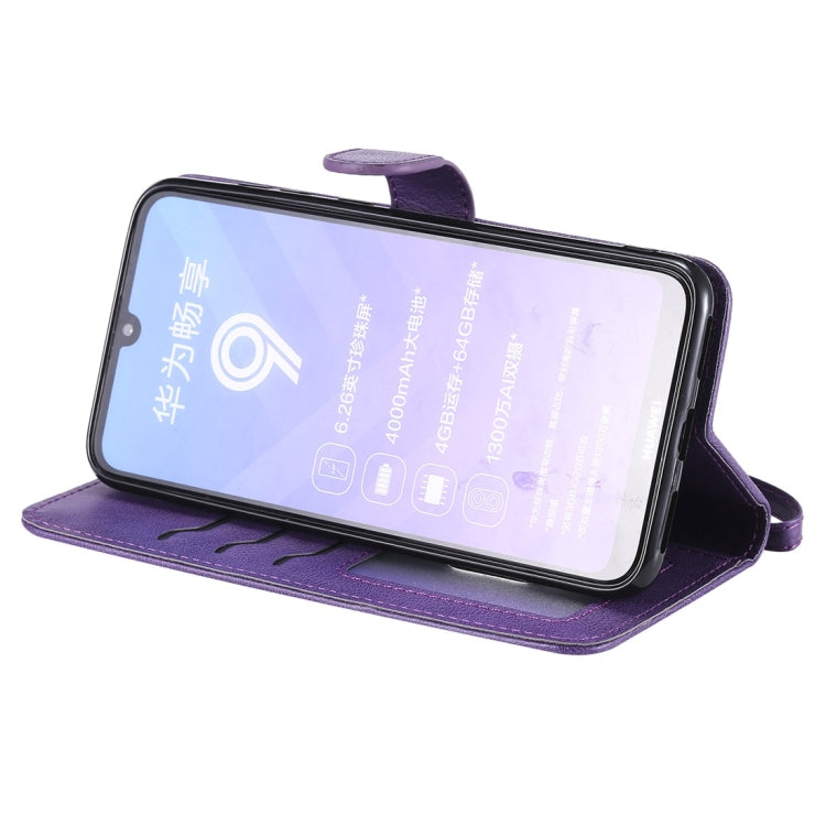 For Huawei Enjoy 9 / Y7 (2019) Solid Color Horizontal Flip Protective Case with Holder & Card Slots & Wallet & Photo Frame & Lanyard