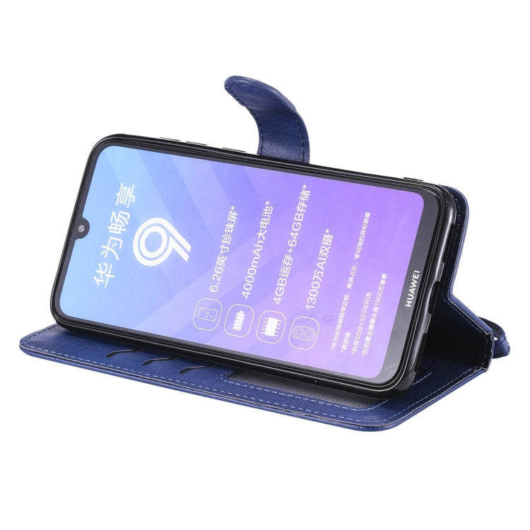 For Huawei Enjoy 9 / Y7 (2019) Solid Color Horizontal Flip Protective Case with Holder & Card Slots & Wallet & Photo Frame & Lanyard