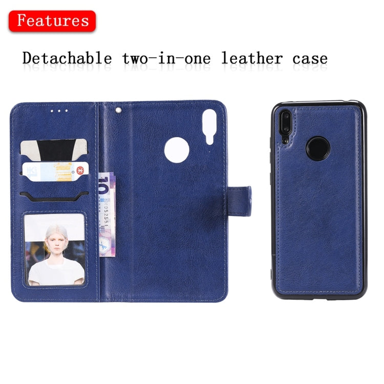 For Huawei Enjoy 9 / Y7 (2019) Solid Color Horizontal Flip Protective Case with Holder & Card Slots & Wallet & Photo Frame & Lanyard