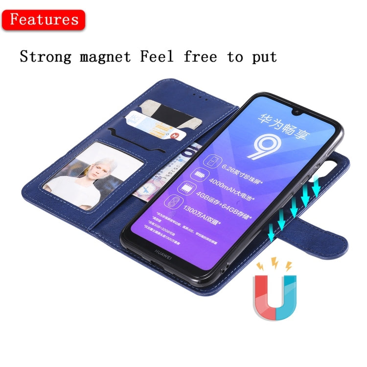 For Huawei Enjoy 9 / Y7 (2019) Solid Color Horizontal Flip Protective Case with Holder & Card Slots & Wallet & Photo Frame & Lanyard