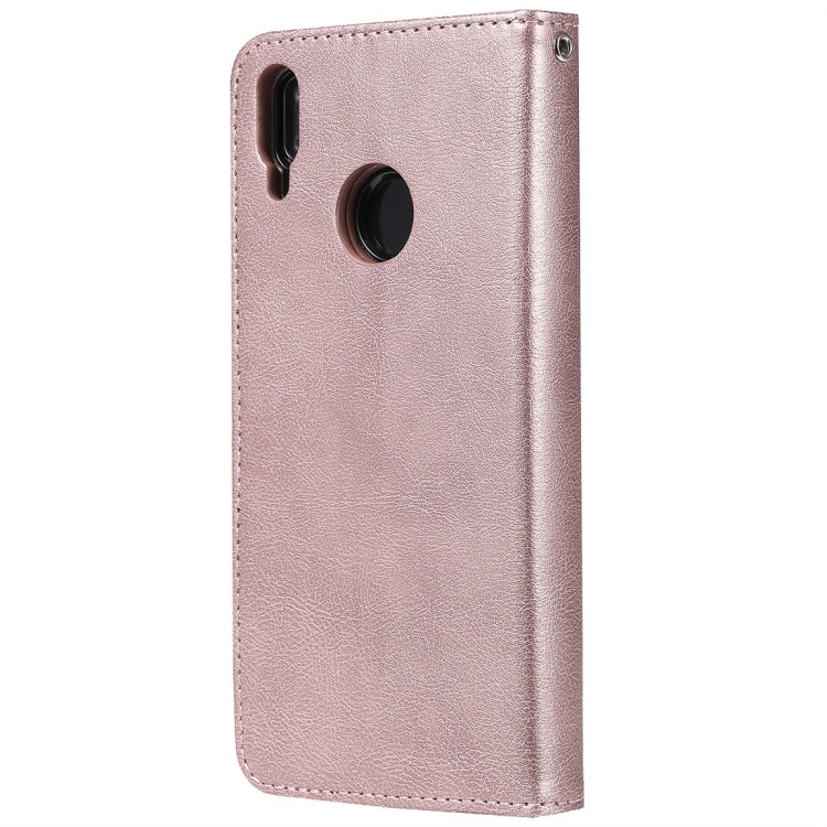 For Huawei Enjoy 9 / Y7 (2019) Solid Color Horizontal Flip Protective Case with Holder & Card Slots & Wallet & Photo Frame & Lanyard