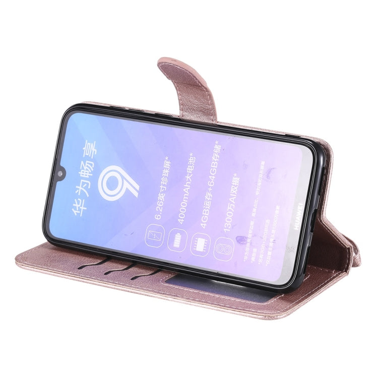 For Huawei Enjoy 9 / Y7 (2019) Solid Color Horizontal Flip Protective Case with Holder & Card Slots & Wallet & Photo Frame & Lanyard