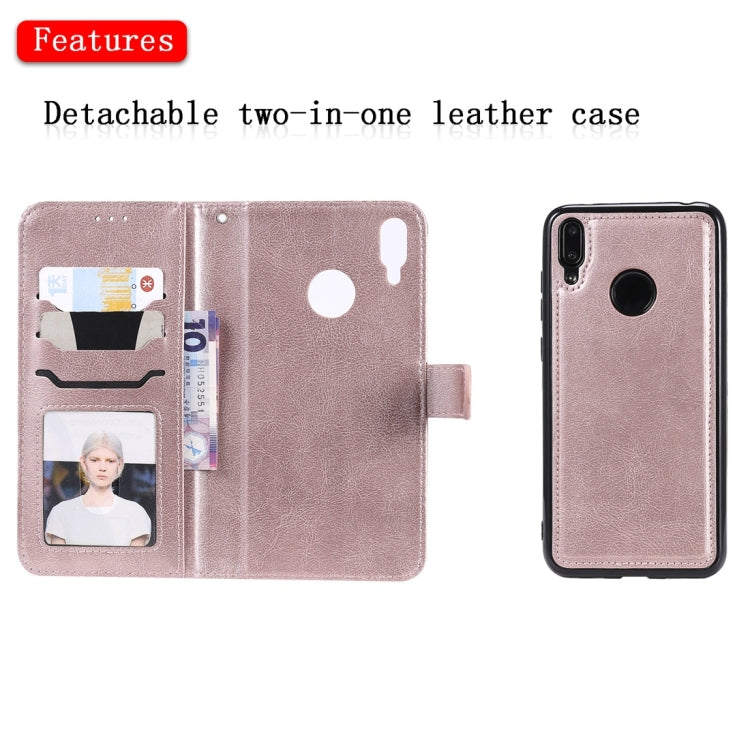 For Huawei Enjoy 9 / Y7 (2019) Solid Color Horizontal Flip Protective Case with Holder & Card Slots & Wallet & Photo Frame & Lanyard