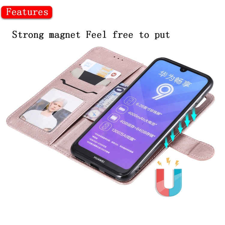For Huawei Enjoy 9 / Y7 (2019) Solid Color Horizontal Flip Protective Case with Holder & Card Slots & Wallet & Photo Frame & Lanyard