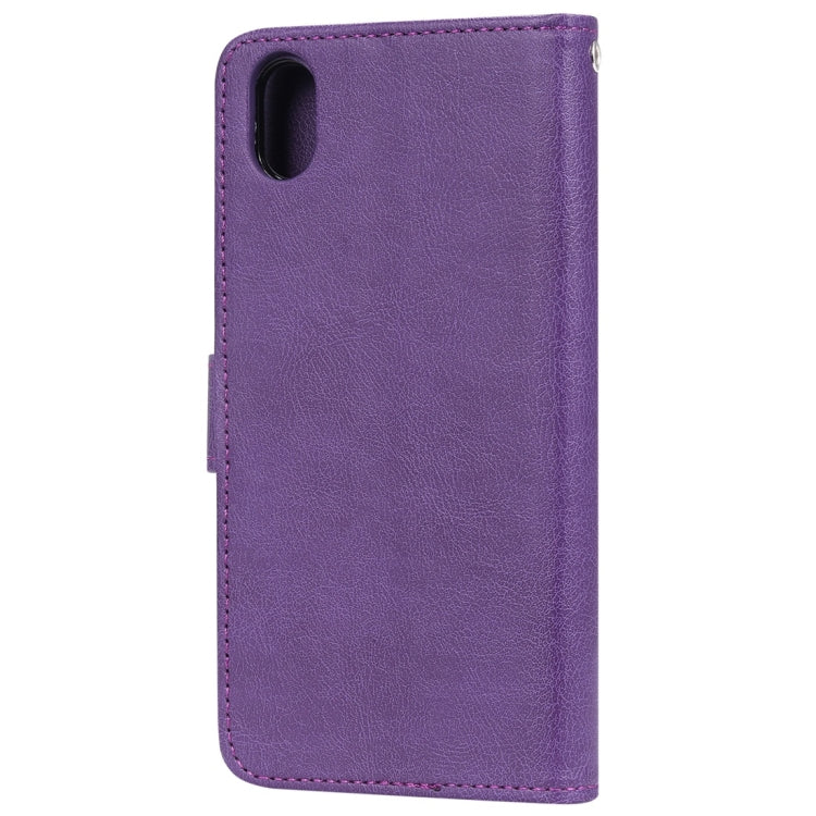 For Huawei Honor 8s / Y5 (2019) Solid Color Horizontal Flip Protective Case with Holder & Card Slots & Wallet & Photo Frame & Lanyard
