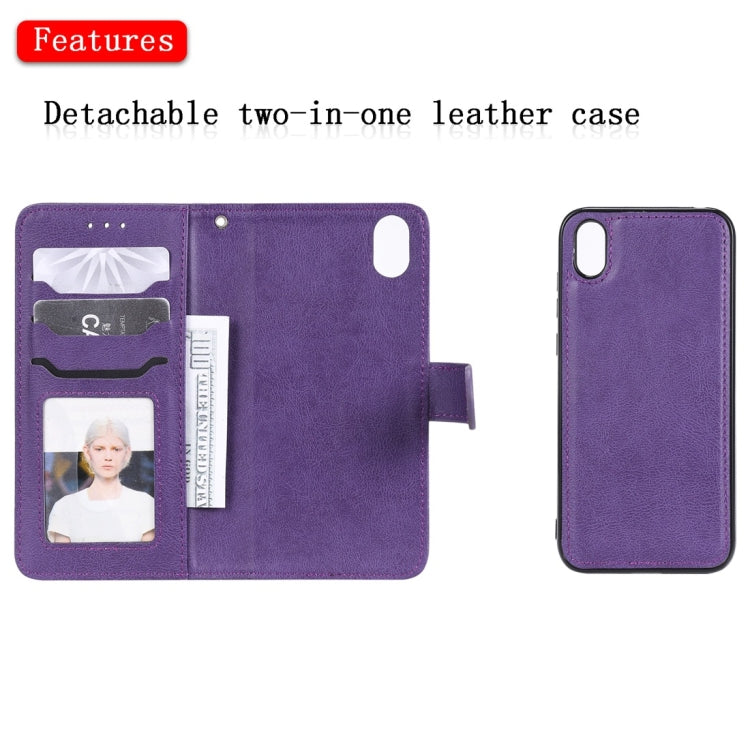 For Huawei Honor 8s / Y5 (2019) Solid Color Horizontal Flip Protective Case with Holder & Card Slots & Wallet & Photo Frame & Lanyard
