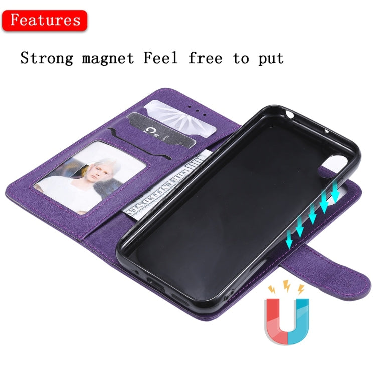 For Huawei Honor 8s / Y5 (2019) Solid Color Horizontal Flip Protective Case with Holder & Card Slots & Wallet & Photo Frame & Lanyard
