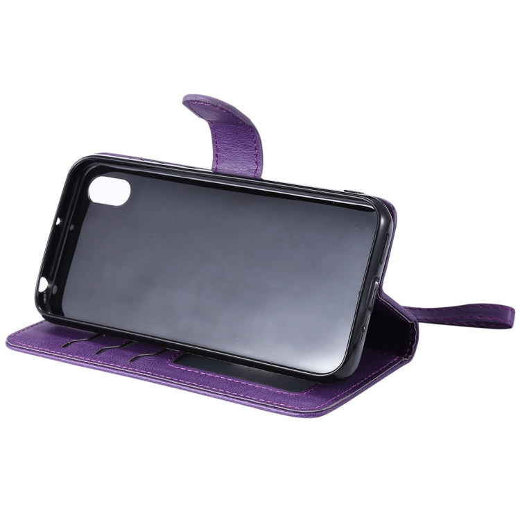 For Huawei Honor 8s / Y5 (2019) Solid Color Horizontal Flip Protective Case with Holder & Card Slots & Wallet & Photo Frame & Lanyard