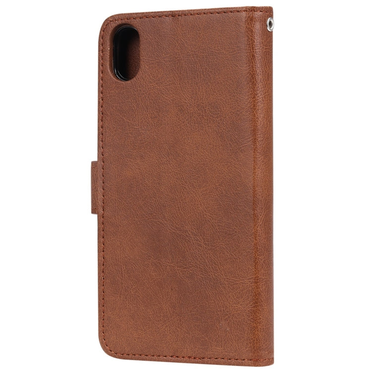 For Huawei Honor 8s / Y5 (2019) Solid Color Horizontal Flip Protective Case with Holder & Card Slots & Wallet & Photo Frame & Lanyard