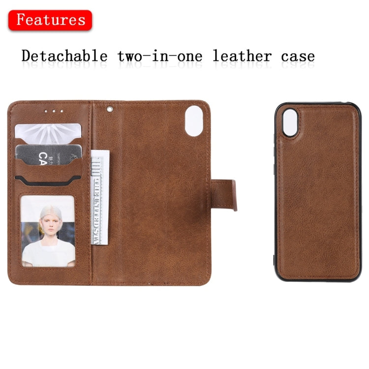 For Huawei Honor 8s / Y5 (2019) Solid Color Horizontal Flip Protective Case with Holder & Card Slots & Wallet & Photo Frame & Lanyard