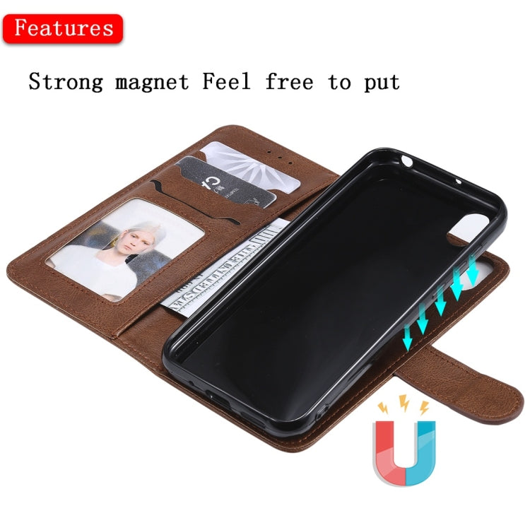 For Huawei Honor 8s / Y5 (2019) Solid Color Horizontal Flip Protective Case with Holder & Card Slots & Wallet & Photo Frame & Lanyard