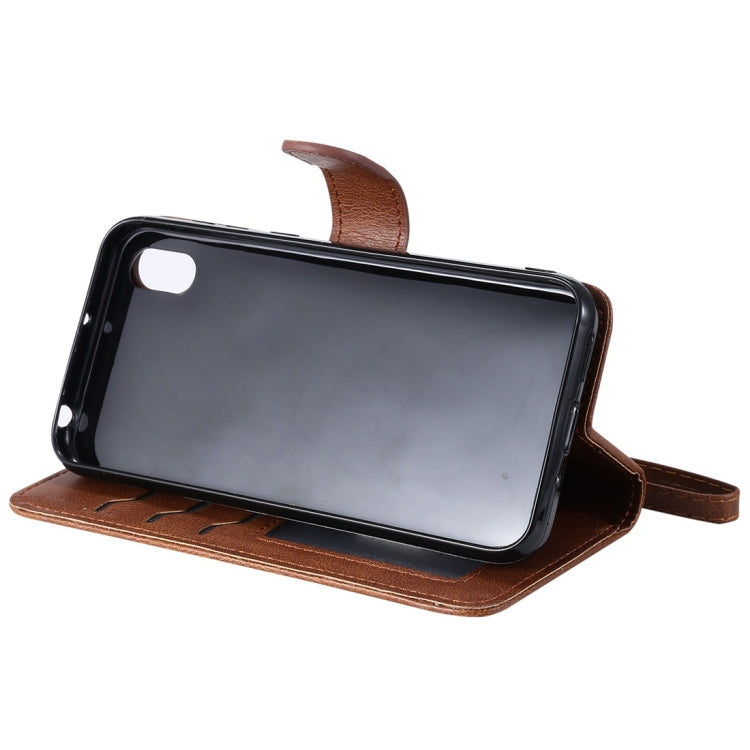 For Huawei Honor 8s / Y5 (2019) Solid Color Horizontal Flip Protective Case with Holder & Card Slots & Wallet & Photo Frame & Lanyard