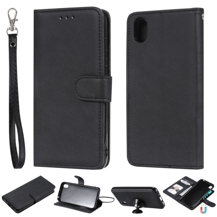 For Huawei Honor 8s / Y5 (2019) Solid Color Horizontal Flip Protective Case with Holder & Card Slots & Wallet & Photo Frame & Lanyard