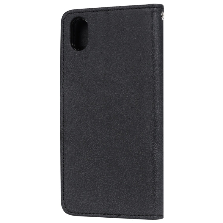 For Huawei Honor 8s / Y5 (2019) Solid Color Horizontal Flip Protective Case with Holder & Card Slots & Wallet & Photo Frame & Lanyard