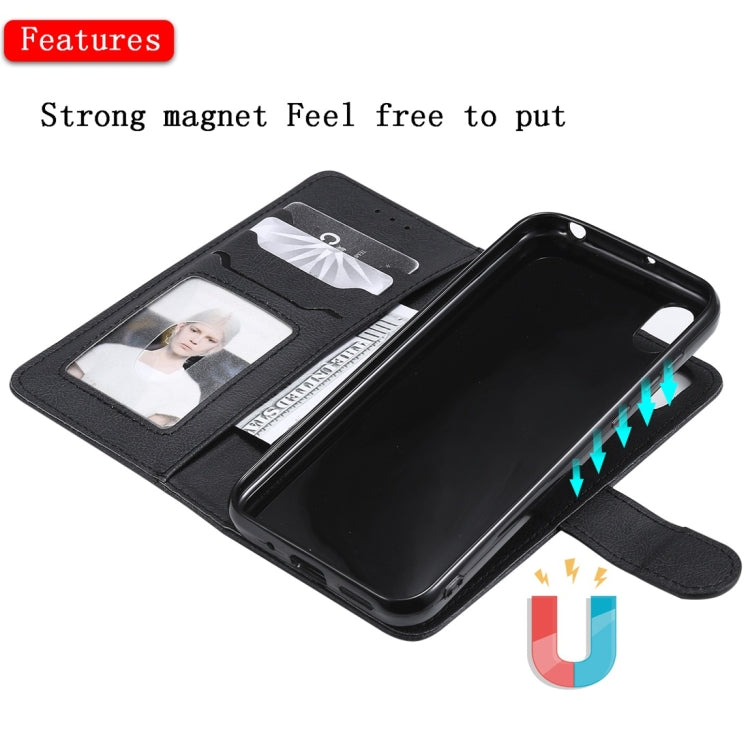 For Huawei Honor 8s / Y5 (2019) Solid Color Horizontal Flip Protective Case with Holder & Card Slots & Wallet & Photo Frame & Lanyard