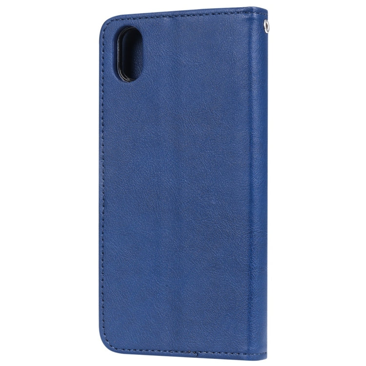 For Huawei Honor 8s / Y5 (2019) Solid Color Horizontal Flip Protective Case with Holder & Card Slots & Wallet & Photo Frame & Lanyard