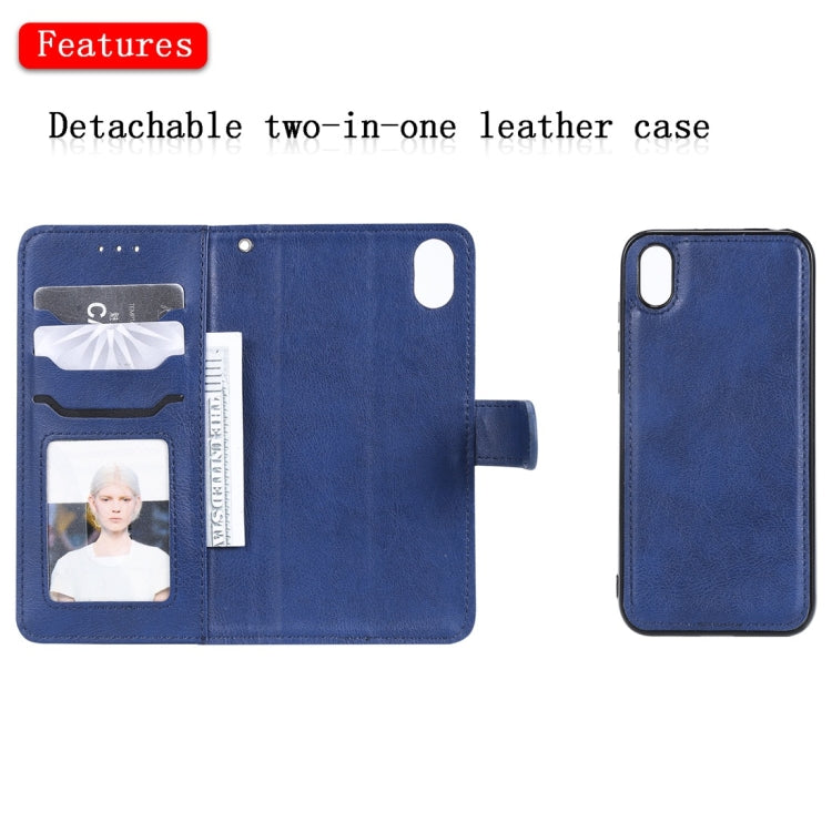 For Huawei Honor 8s / Y5 (2019) Solid Color Horizontal Flip Protective Case with Holder & Card Slots & Wallet & Photo Frame & Lanyard