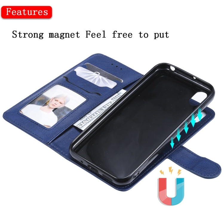 For Huawei Honor 8s / Y5 (2019) Solid Color Horizontal Flip Protective Case with Holder & Card Slots & Wallet & Photo Frame & Lanyard