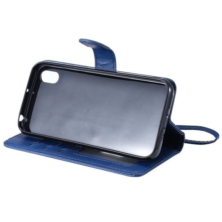 For Huawei Honor 8s / Y5 (2019) Solid Color Horizontal Flip Protective Case with Holder & Card Slots & Wallet & Photo Frame & Lanyard