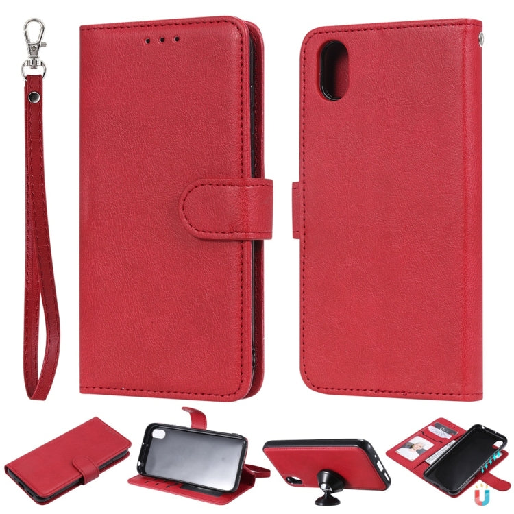 For Huawei Honor 8s / Y5 (2019) Solid Color Horizontal Flip Protective Case with Holder & Card Slots & Wallet & Photo Frame & Lanyard